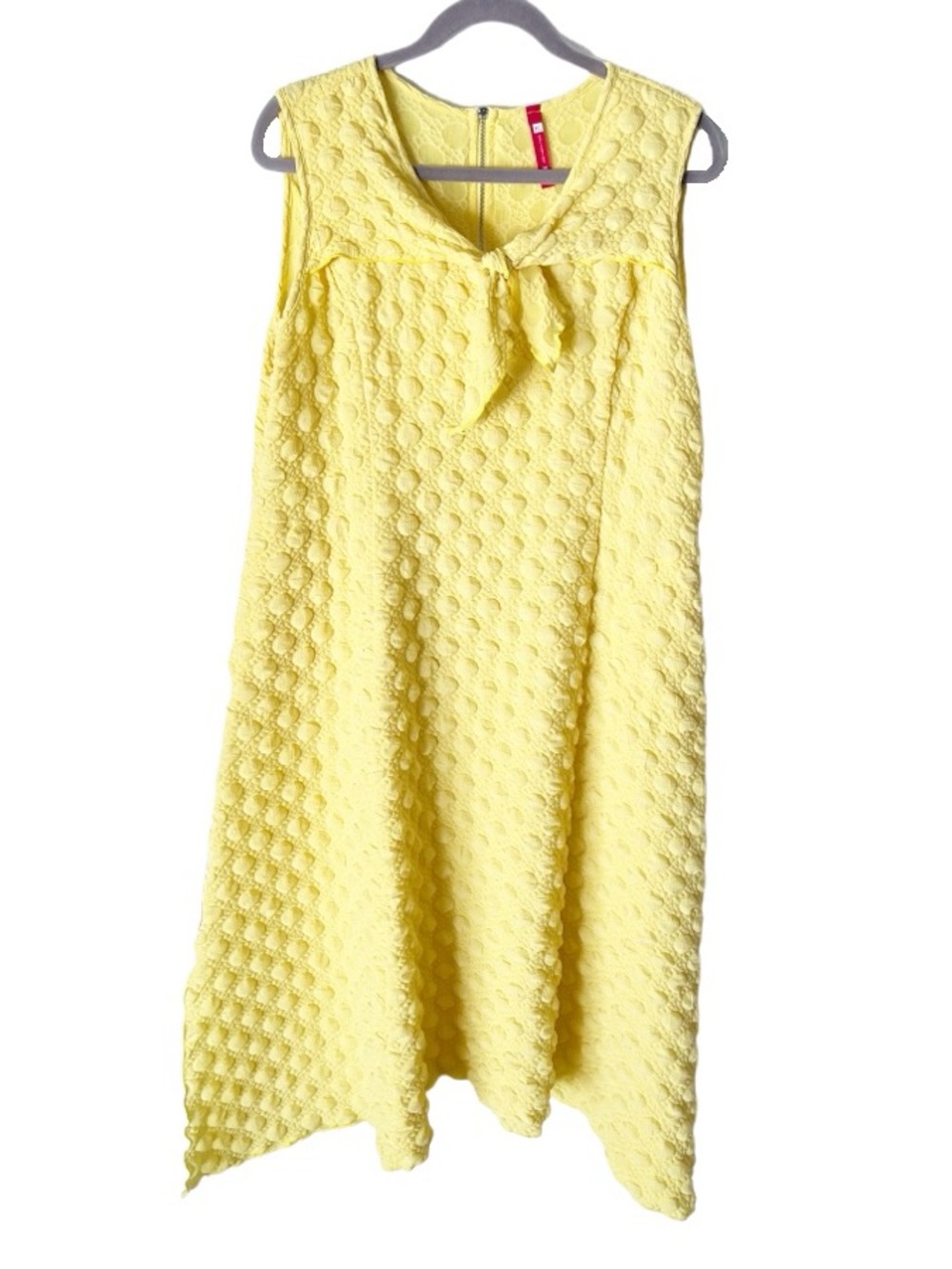 IC Collection Yellow Bubble Tank Dress Size XXL Tie Neck Artsy